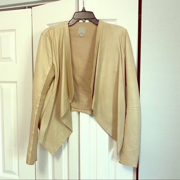 Drape Front Leather Jacket - Picture 1 of 9